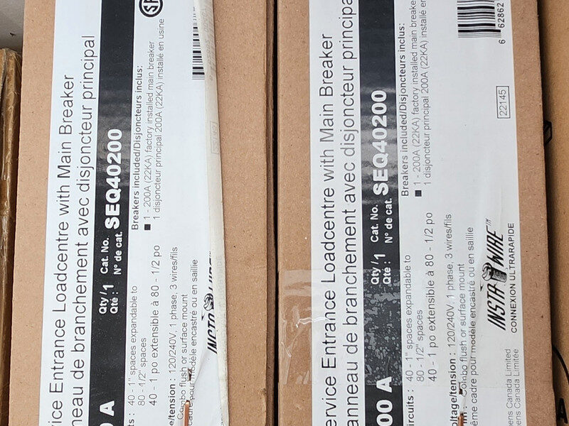 NIB SIEMENS Panel, SEQ40200, 200A main braker, 40/80 CCT