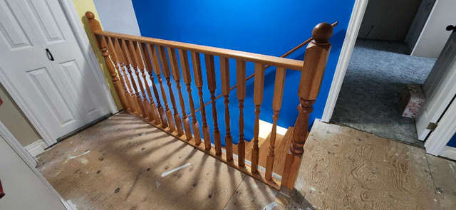 7 foot wooden railing (indoors)