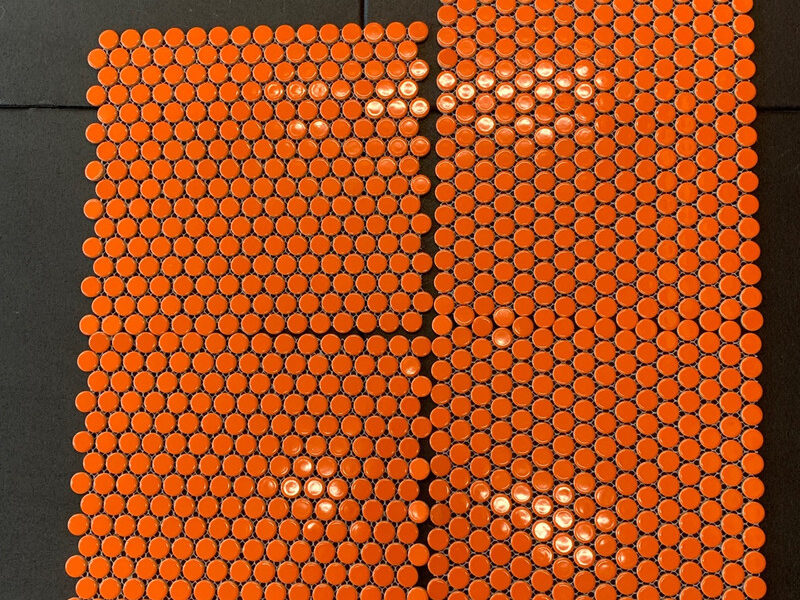 Orange mosaic tiles