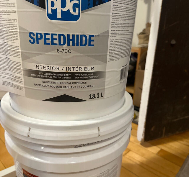 5 gallon beige flat paint x 2