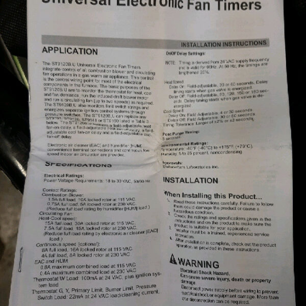 ST9120B,U Universal electric fan timers