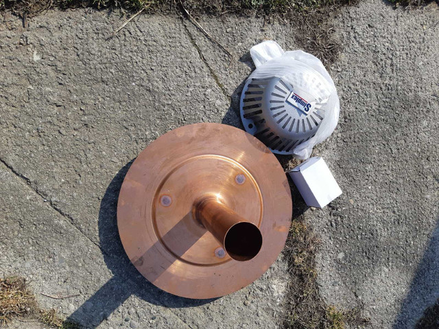 2- New 18" soild copper Flat roof Drains