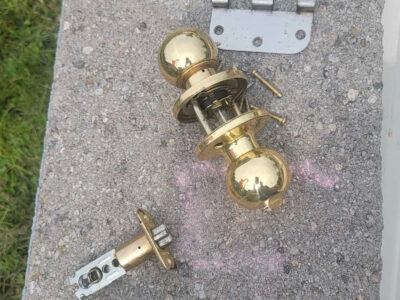 Hinge and door knob used