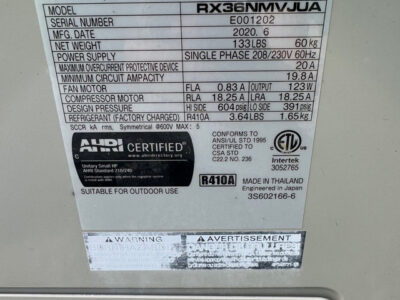 3 ton Daikin hvac mini-split heat pump and air conditioner