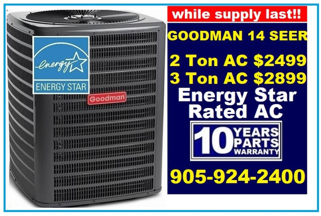 Lennox Goodman York air conditioner from $2399, Furnace $2499