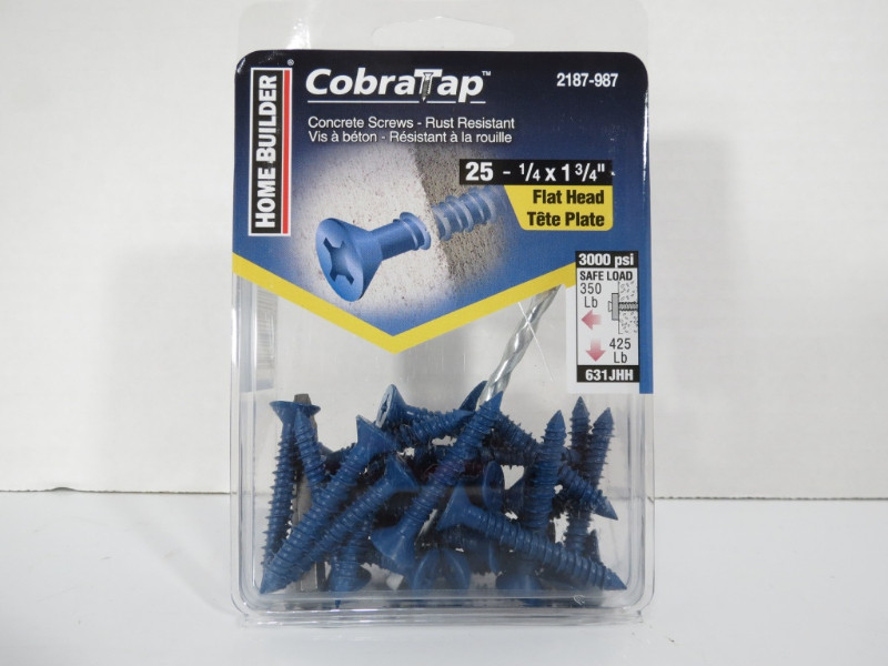 TAPCON 1/4"x1-3/4" Star Concrete Screws W/bit - 25 Pack Only $11